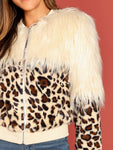 Zip Up Faux Fur Leopard Jacket