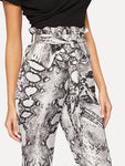 Paperbag Waist Snakeskin Belted Pants