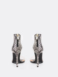 Clear Band And Strap With Snake Print Detail Heels