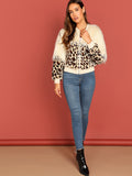 Zip Up Faux Fur Leopard Jacket