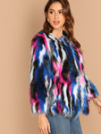 Colorful Faux Fur Coat