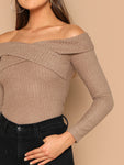 Crisscross Fold Over Bardot Top