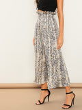 Paperbag Waist Snakeskin Wide Leg Pants