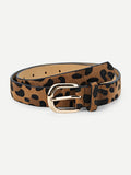 Buckle Design Leopard PU Belt