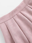 Box Pleated Suede Skirt