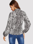 Snake Print Knot Neck Blouse