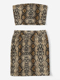 Snake Print Bandeau & Slim Fitted Skirt Set