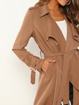 Belted Cuff and Waist Draped Coat