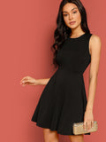 Lace Insert Open Back Skater Dress