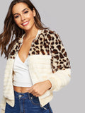 Zip Up Leopard Teddy Bomber Jacket