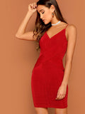 Crisscross Form Fitting Velvet Cami Dress