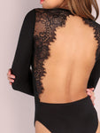 Backless Lace Applique Bodysuit