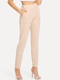 Elastic Waist Textured Cigarette Pants