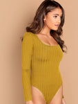 Scoop Neck Rib-knit Bodysuit