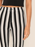 Mid Rise Striped Skinny Pants