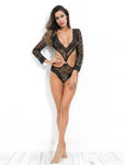 Cut-out Ring Detail Lace Teddy Bodysuit