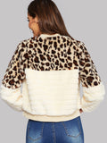 Zip Up Leopard Teddy Bomber Jacket