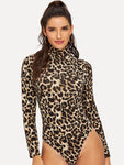 Cheetah Print High Neck Bodysuit