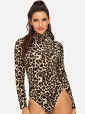 Cheetah Print High Neck Bodysuit