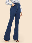 Button Up Flare Hem Jeans