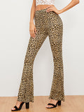 Leopard Print Flare Leg Pants