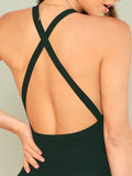 Crisscross Back Solid Bodysuit