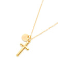 Cross & Sequin Pendant Link Necklace