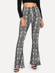 Snake Print Flare Hem Pants