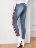 Bleach-Dye Stripe Side Jeans