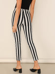 Mid Rise Striped Skinny Pants