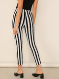 Mid Rise Striped Skinny Pants