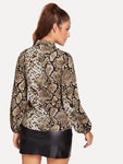 Snake Print Knot Neck Blouse