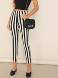 Mid Rise Striped Skinny Pants