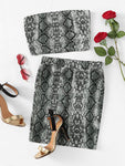 Snake Print Bandeau & Slim Fitted Skirt Set