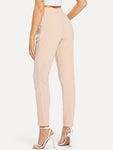 Elastic Waist Textured Cigarette Pants