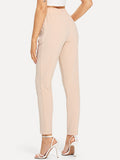 Elastic Waist Textured Cigarette Pants