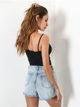 Button Front Crop Cami Top