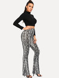 Snake Print Flare Hem Pants