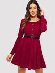 Button Up Fit & Flare Dress