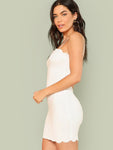 Form Fitting Scalloped Cami Dress