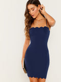 Form Fitting Scalloped Cami Dress