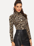 Cheetah Print High Neck Bodysuit