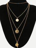 Coin & Cross Layered Pendant Necklace